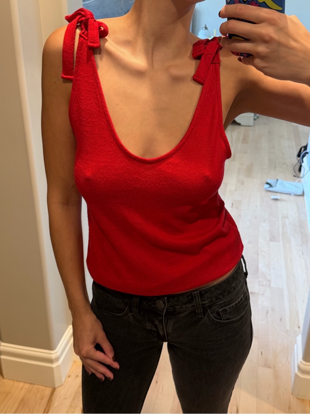 Dex Bright Red Tie-Strap Tank Top